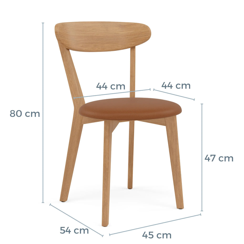 Henrik Dining Chair Tan Leather Solid American Oak