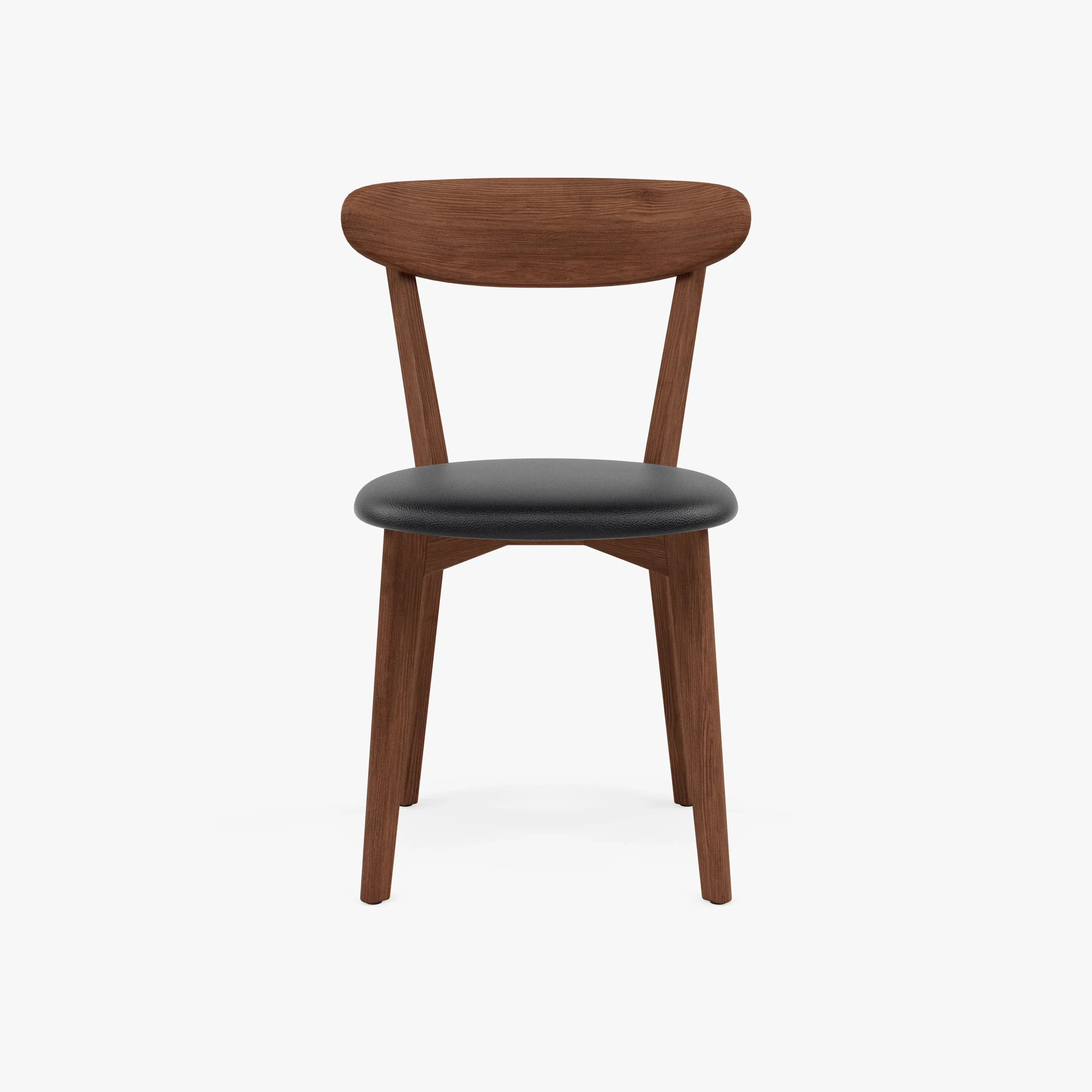 Henrik Dining Chair Black Leather Solid American Walnut