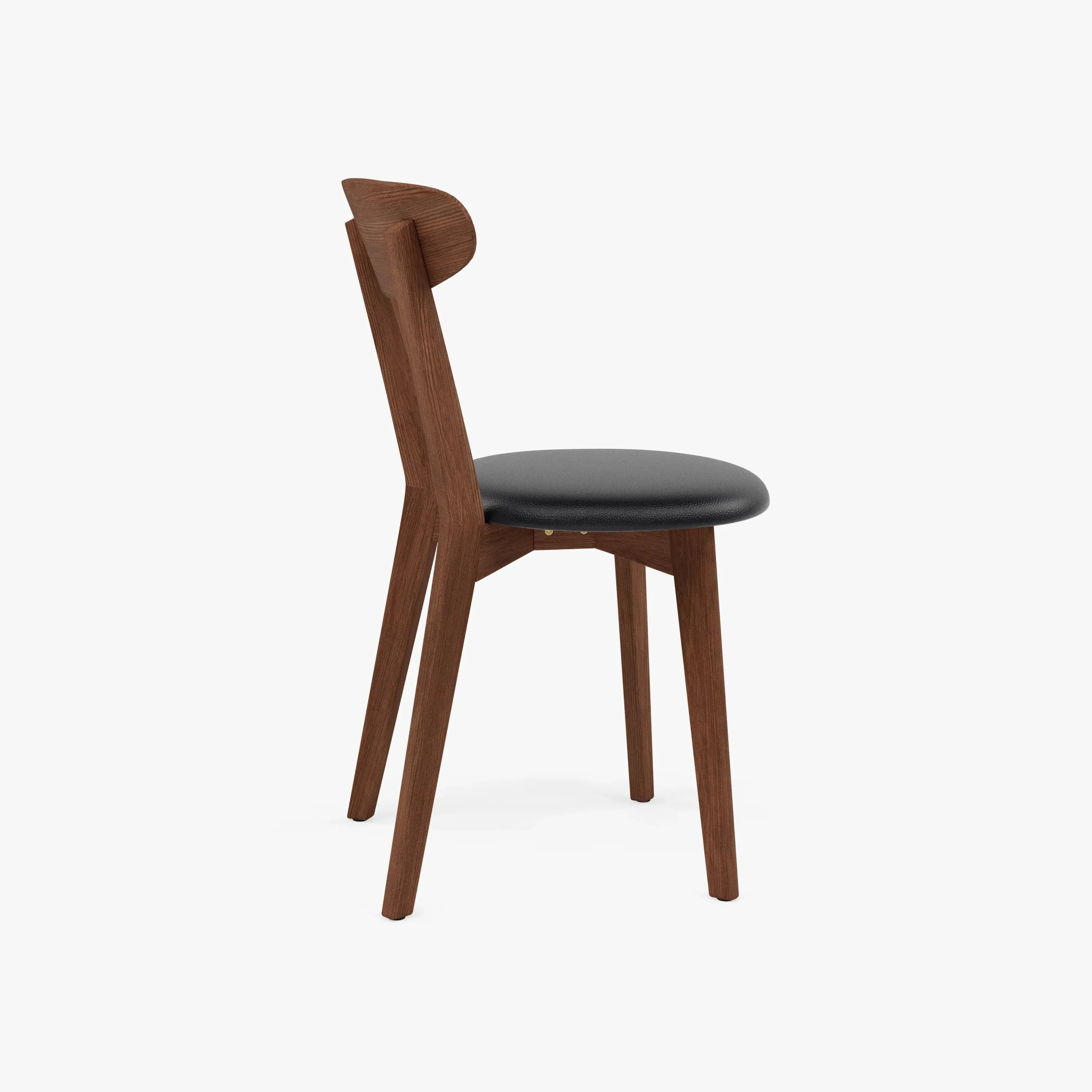 Henrik Dining Chair Black Leather Solid American Walnut