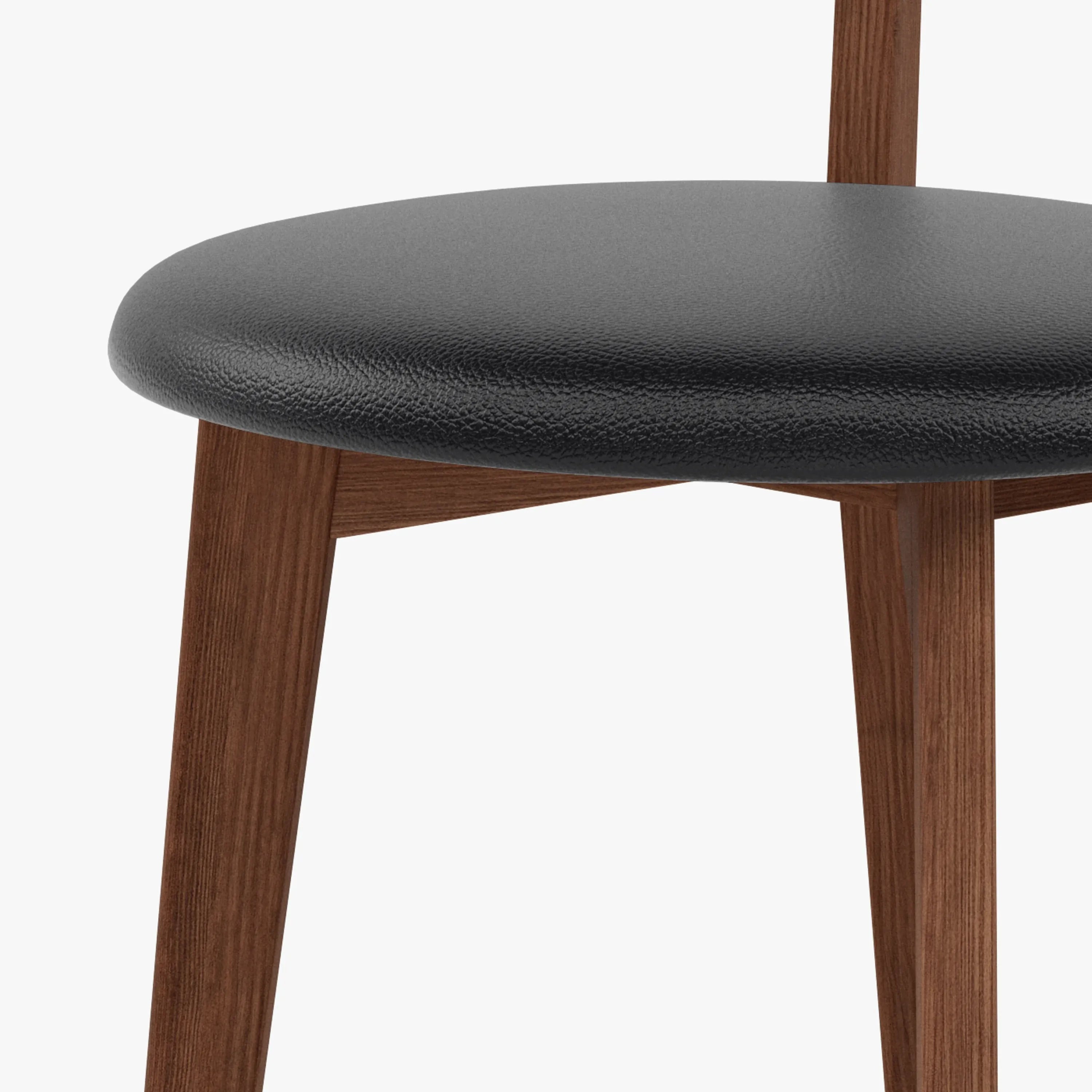 Henrik Dining Chair Black Leather Solid American Walnut