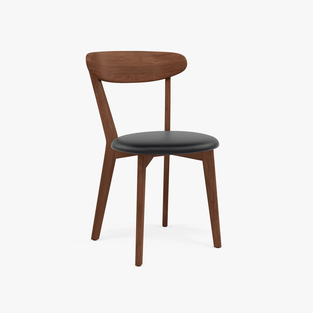 Henrik Dining Chair Black Leather Solid American Walnut