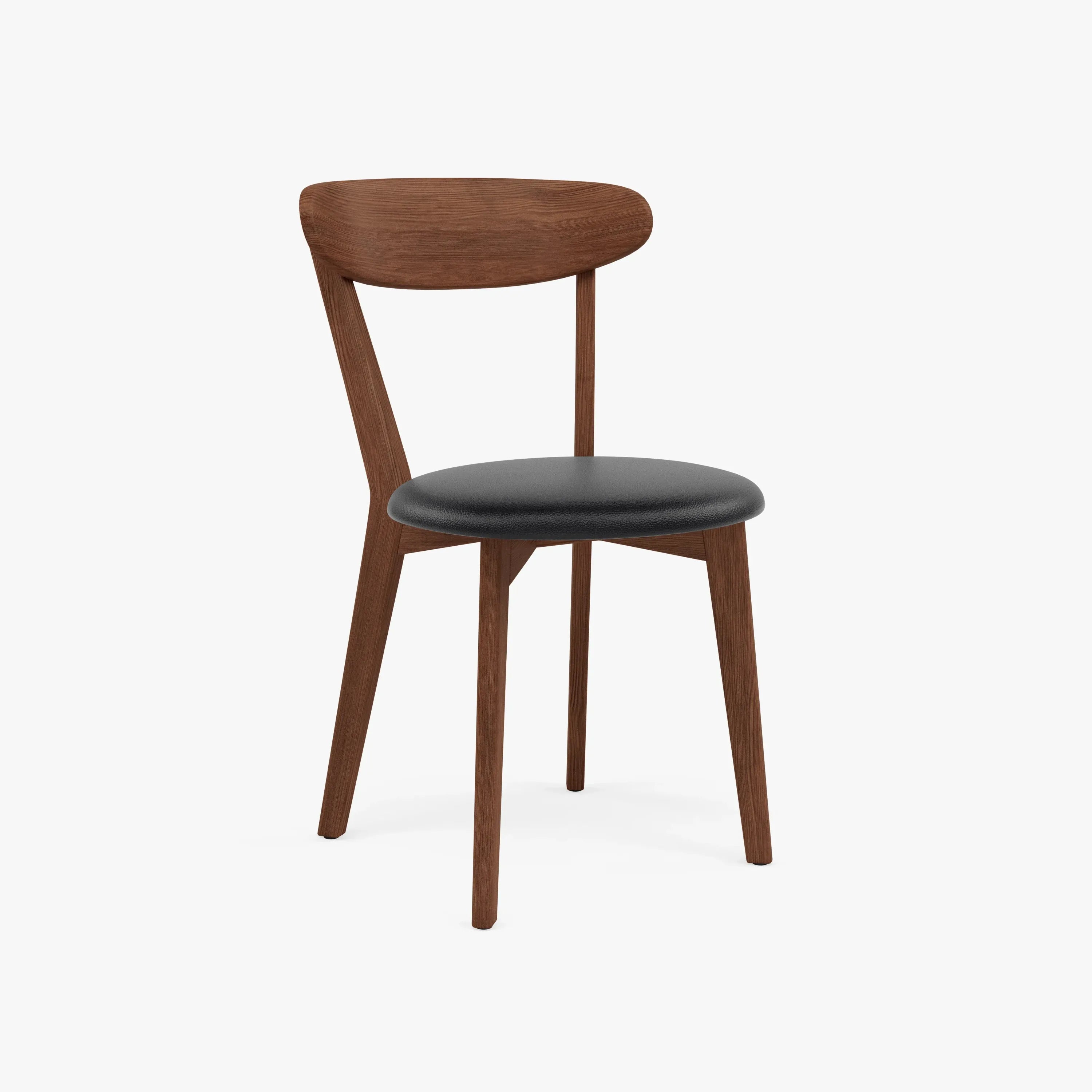 Henrik Dining Chair Black Leather Solid American Walnut