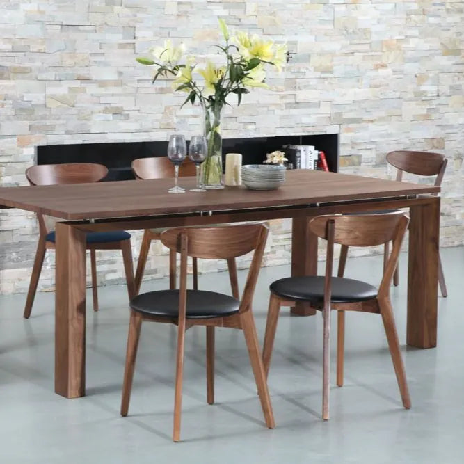 Henrik Dining Chair Black Leather Solid American Walnut