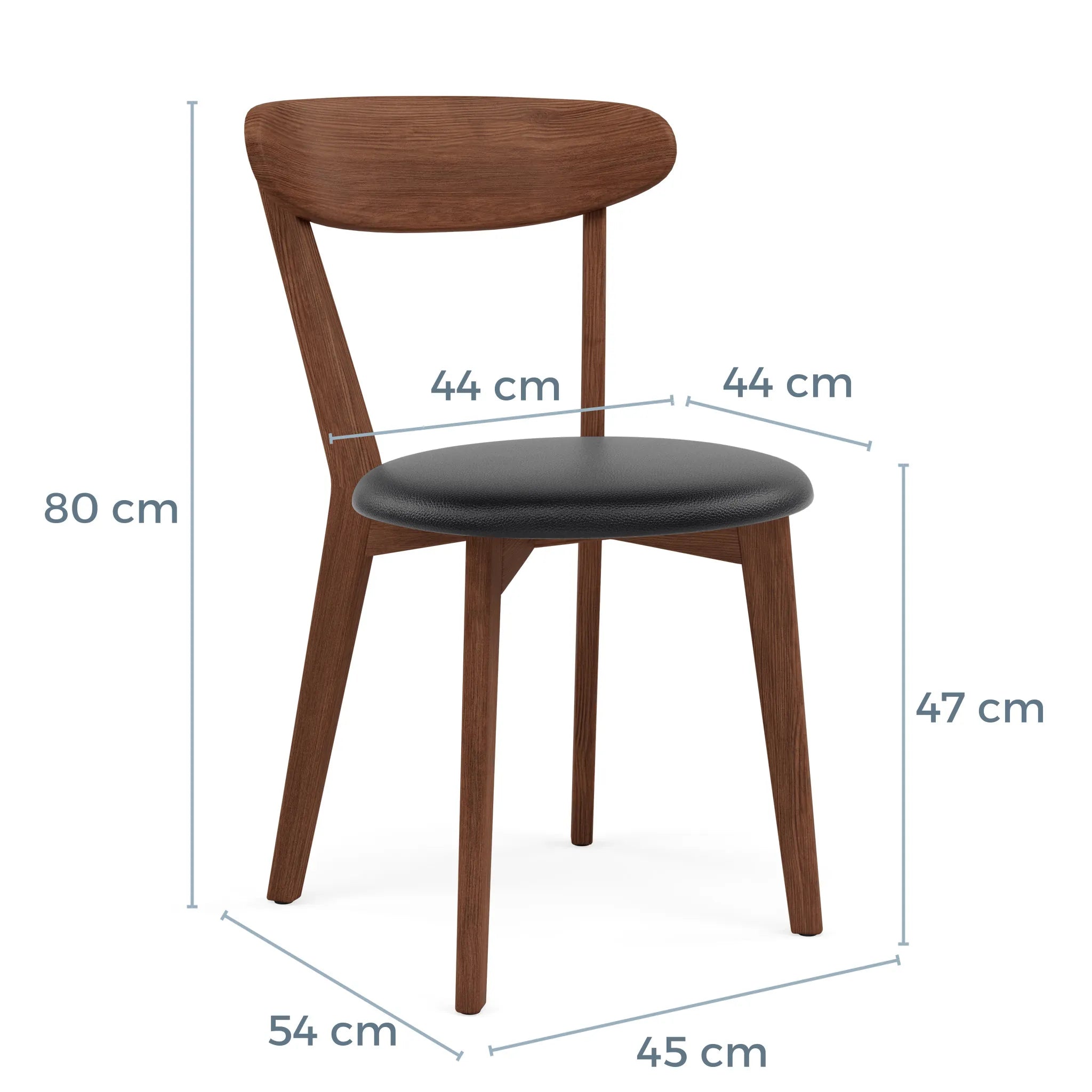 Henrik Dining Chair Black Leather Solid American Walnut