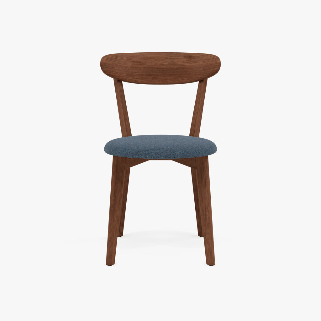 Henrik Dining Chair Chambray Blue Fabric Solid American Walnut