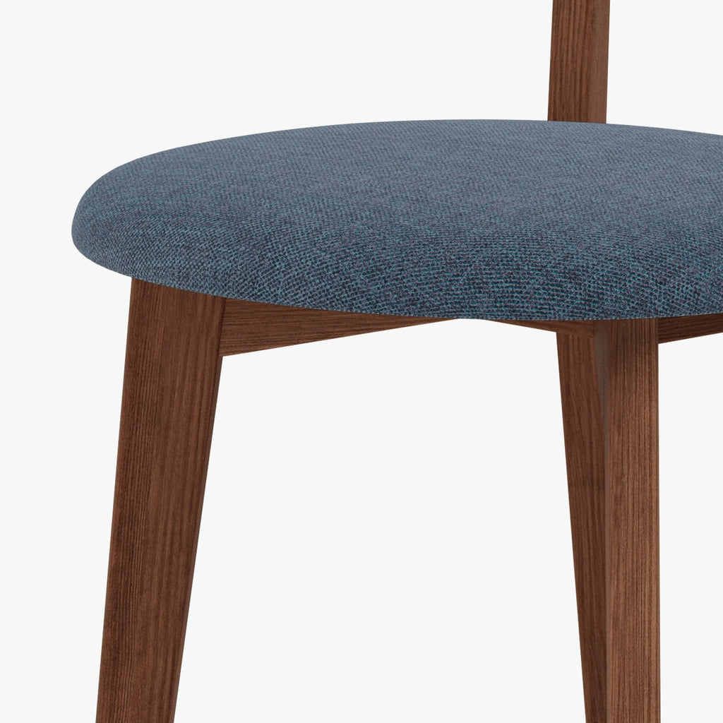 Henrik Dining Chair Chambray Blue Fabric Solid American Walnut