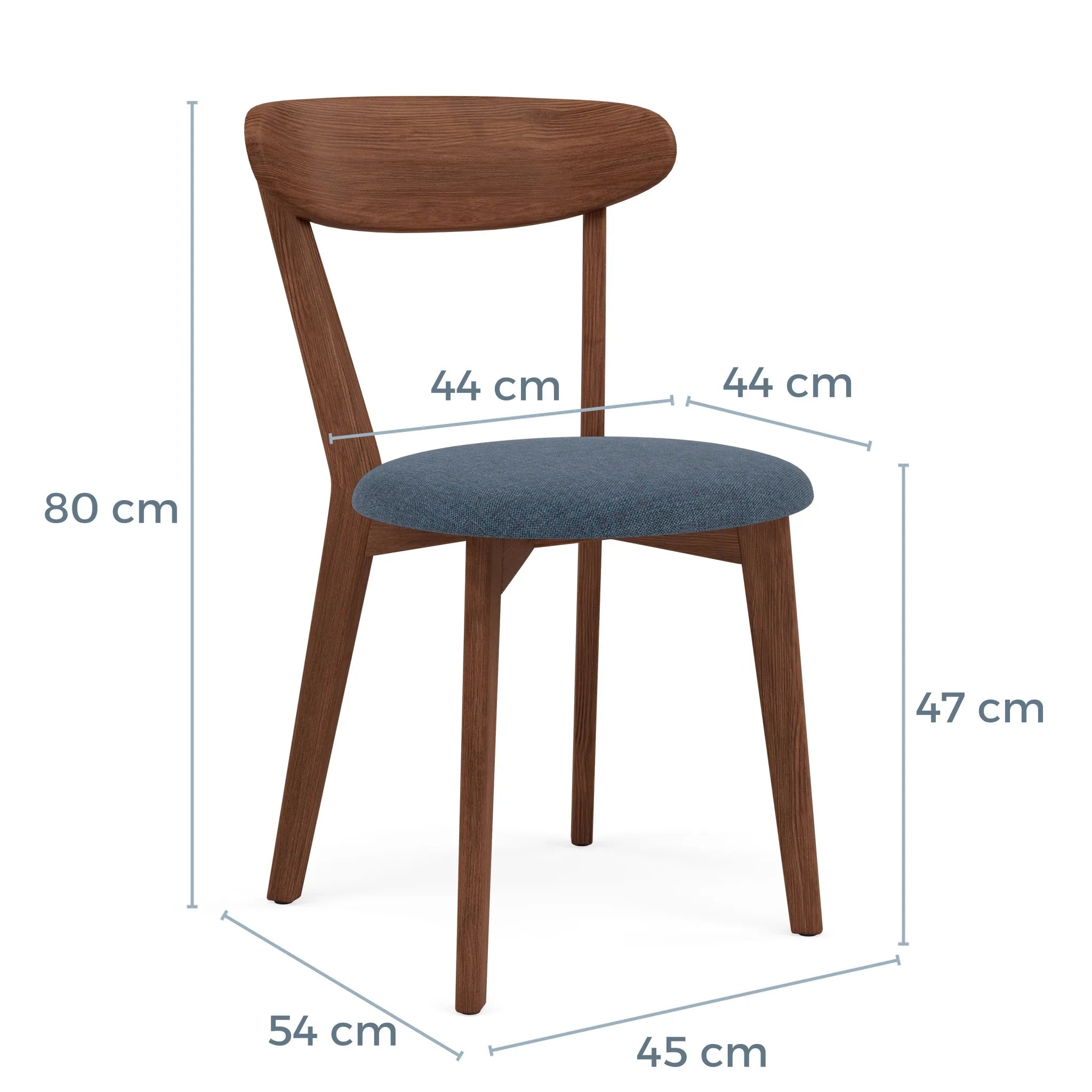 Henrik Dining Chair Chambray Blue Fabric Solid American Walnut