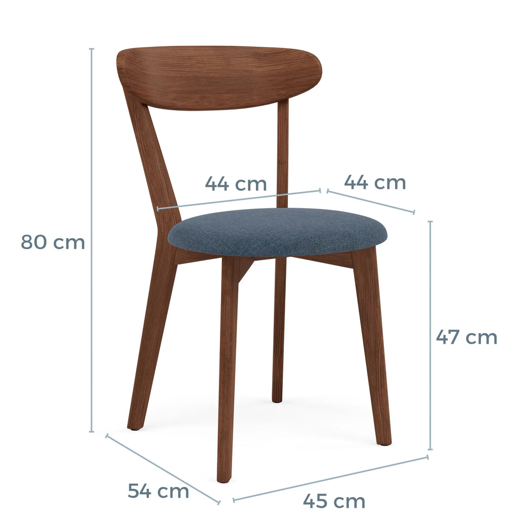 Henrik Dining Chair Chambray Blue Fabric Solid American Walnut