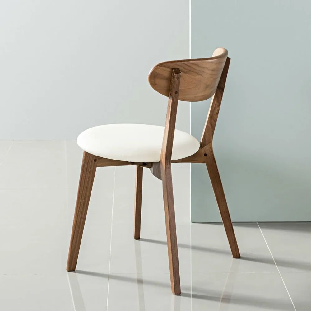 Henrik Dining Chair Cream Leather Solid American Walnut