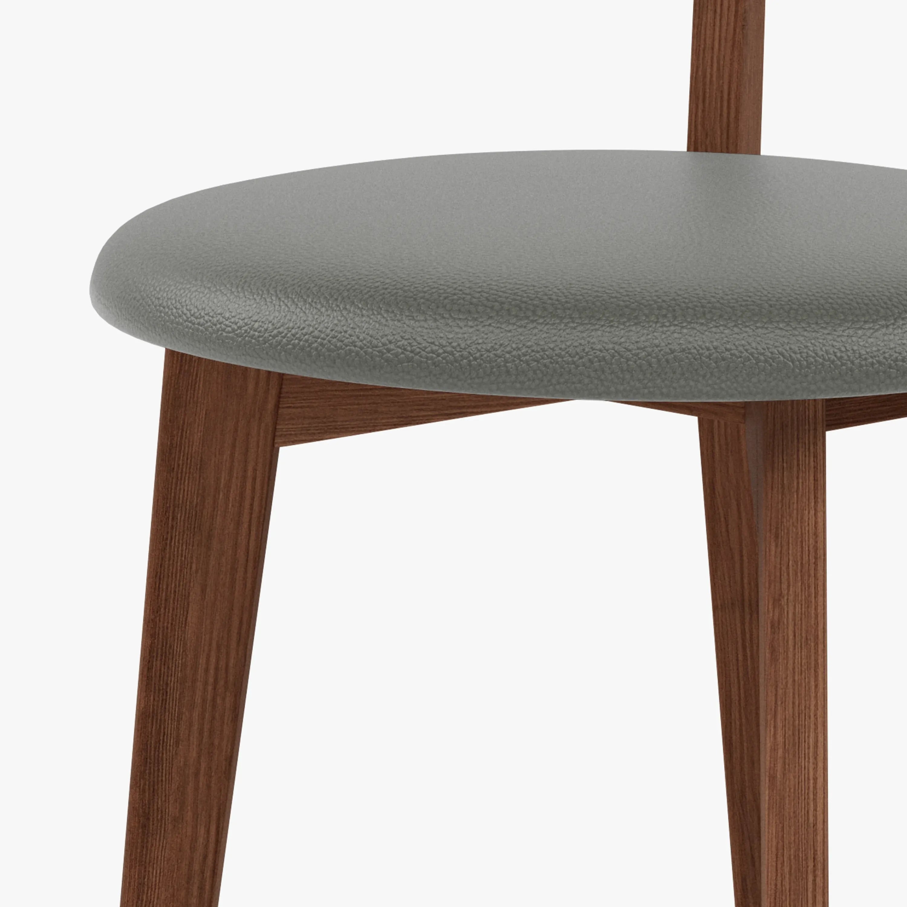 Henrik Dining Chair Grey Leather Solid American Walnut