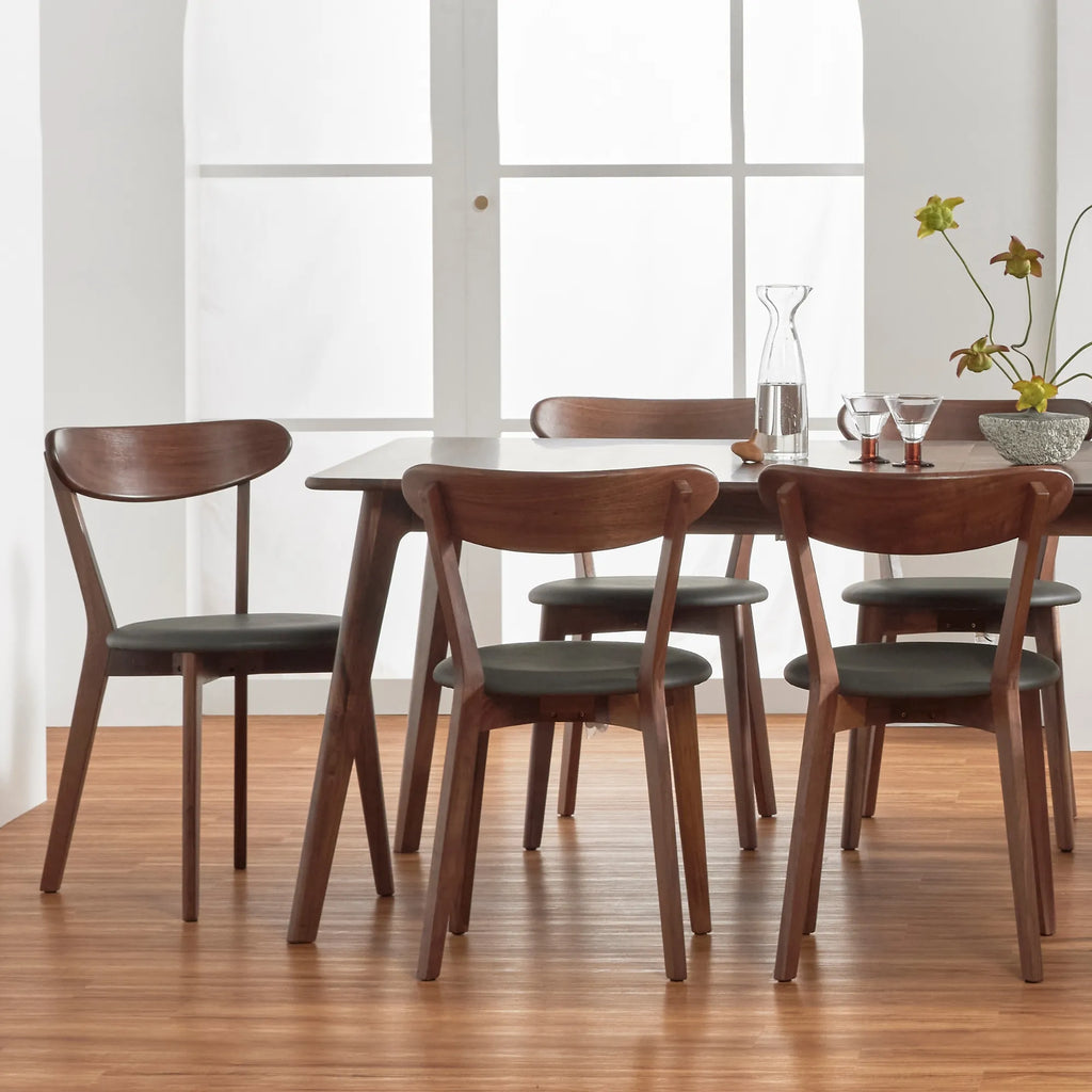 Henrik Dining Chair Grey Leather Solid American Walnut