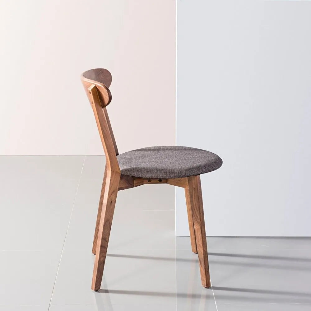 Henrik Dining Chair Light Grey Fabric Solid American Walnut