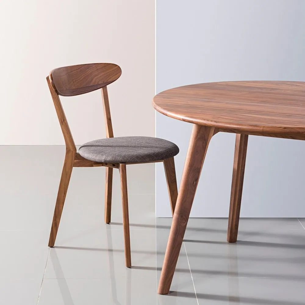 Henrik Dining Chair Light Grey Fabric Solid American Walnut