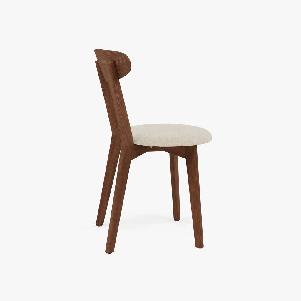 Henrik Dining Chair Oatmeal Beige Fabric Solid American Walnut