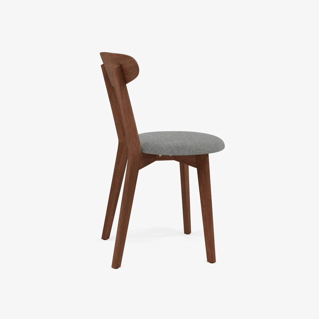 Henrik Dining Chair Pewter Grey Fabric Solid American Walnut