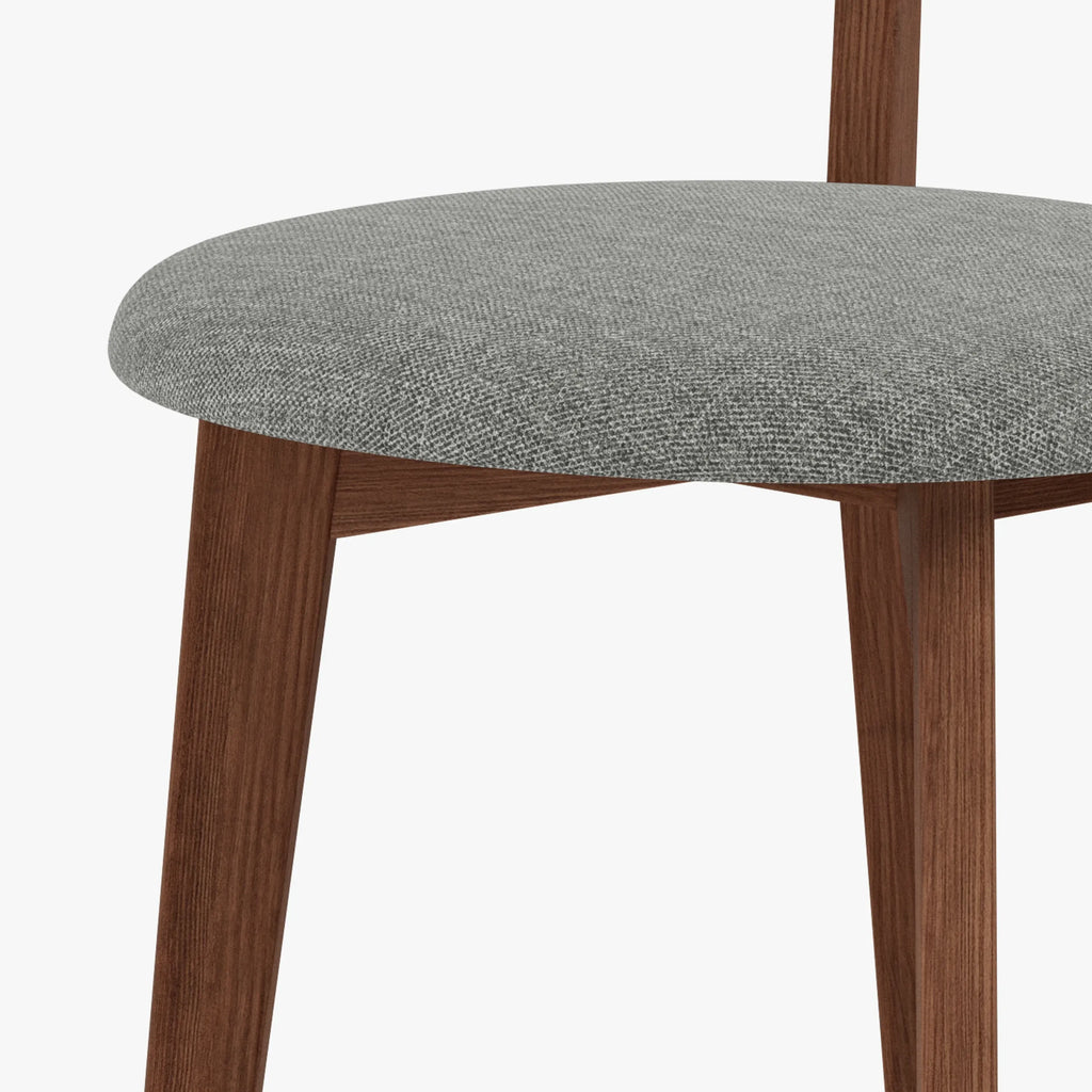 Henrik Dining Chair Pewter Grey Fabric Solid American Walnut