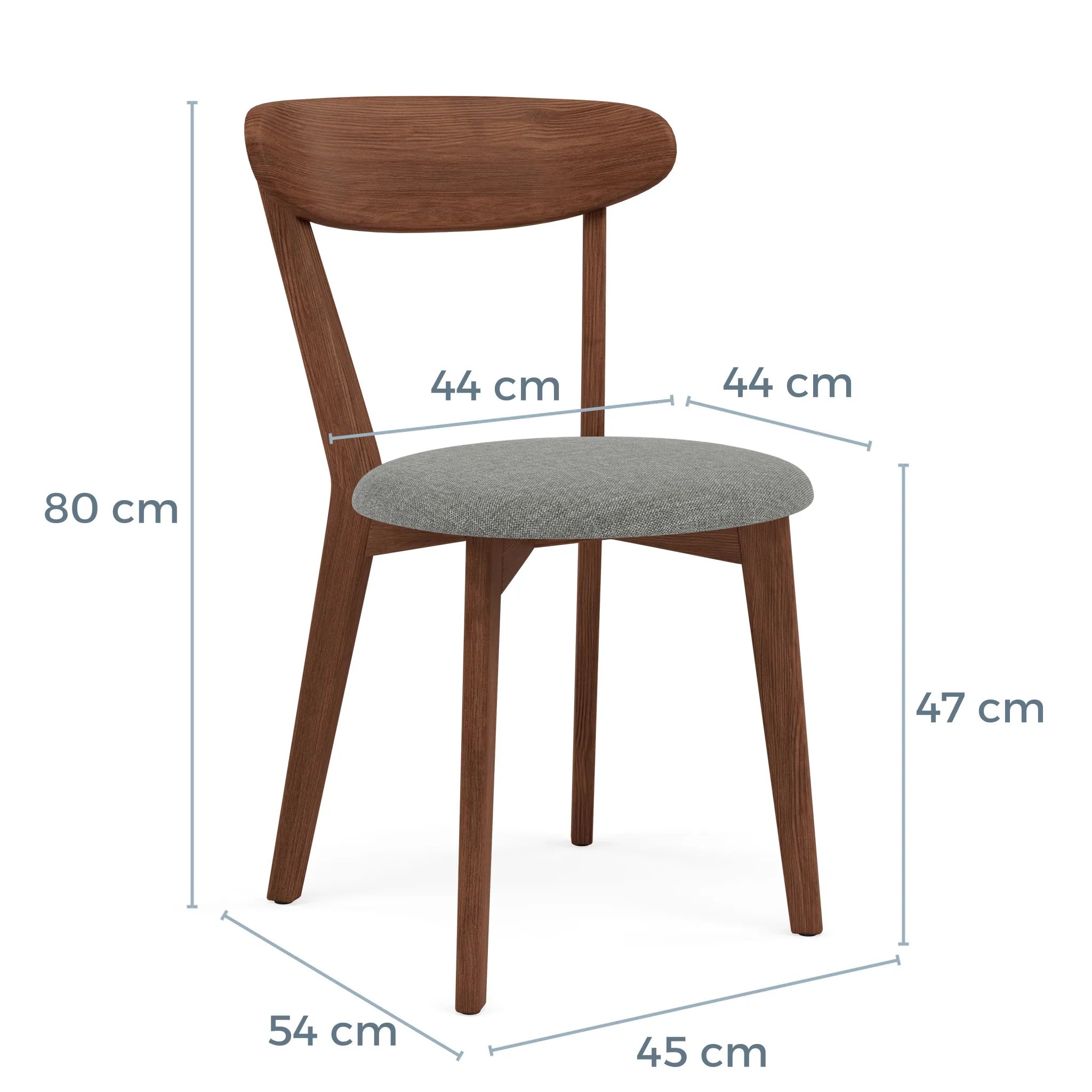 Henrik Dining Chair Pewter Grey Fabric Solid American Walnut