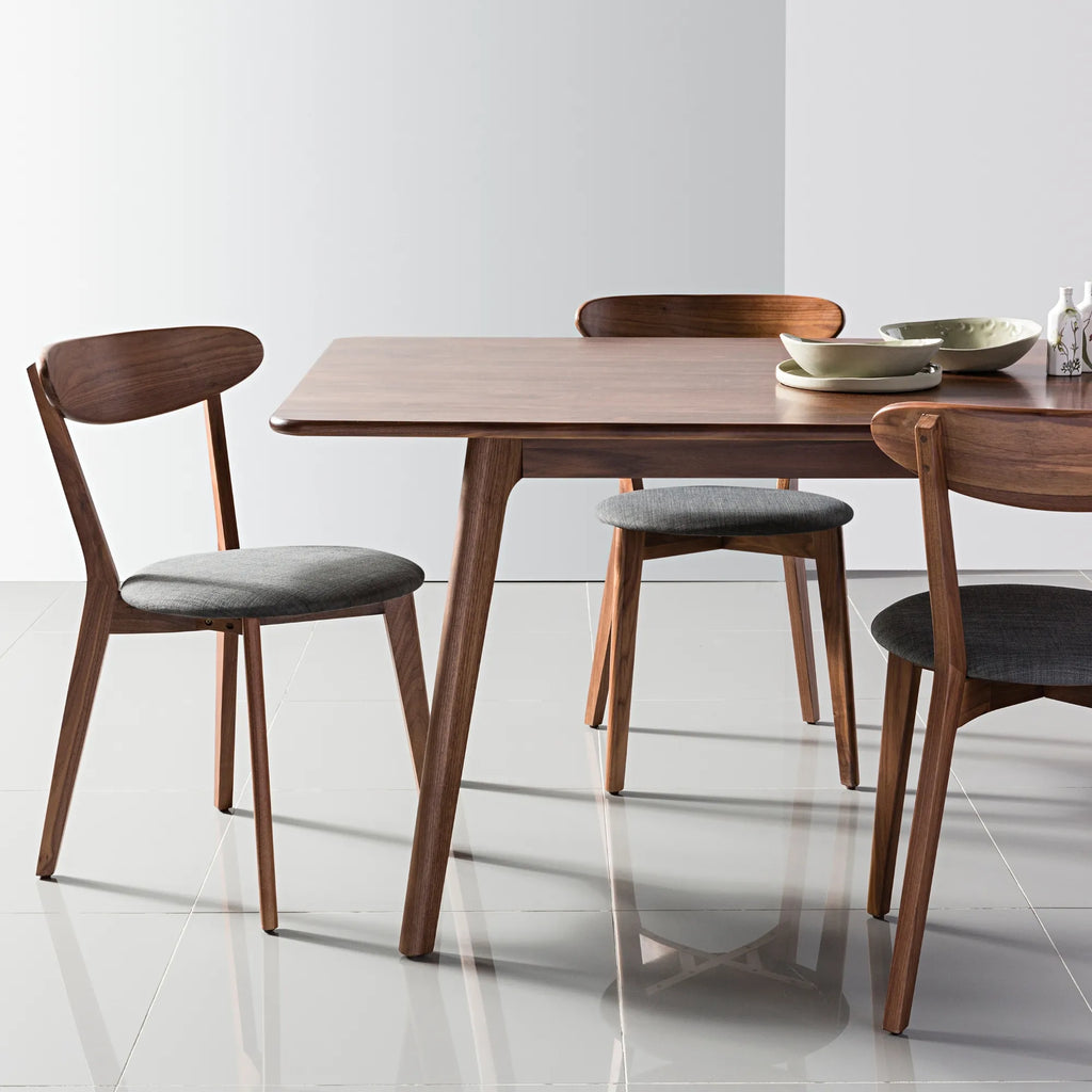 Henrik Dining Chair Pewter Grey Fabric Solid American Walnut