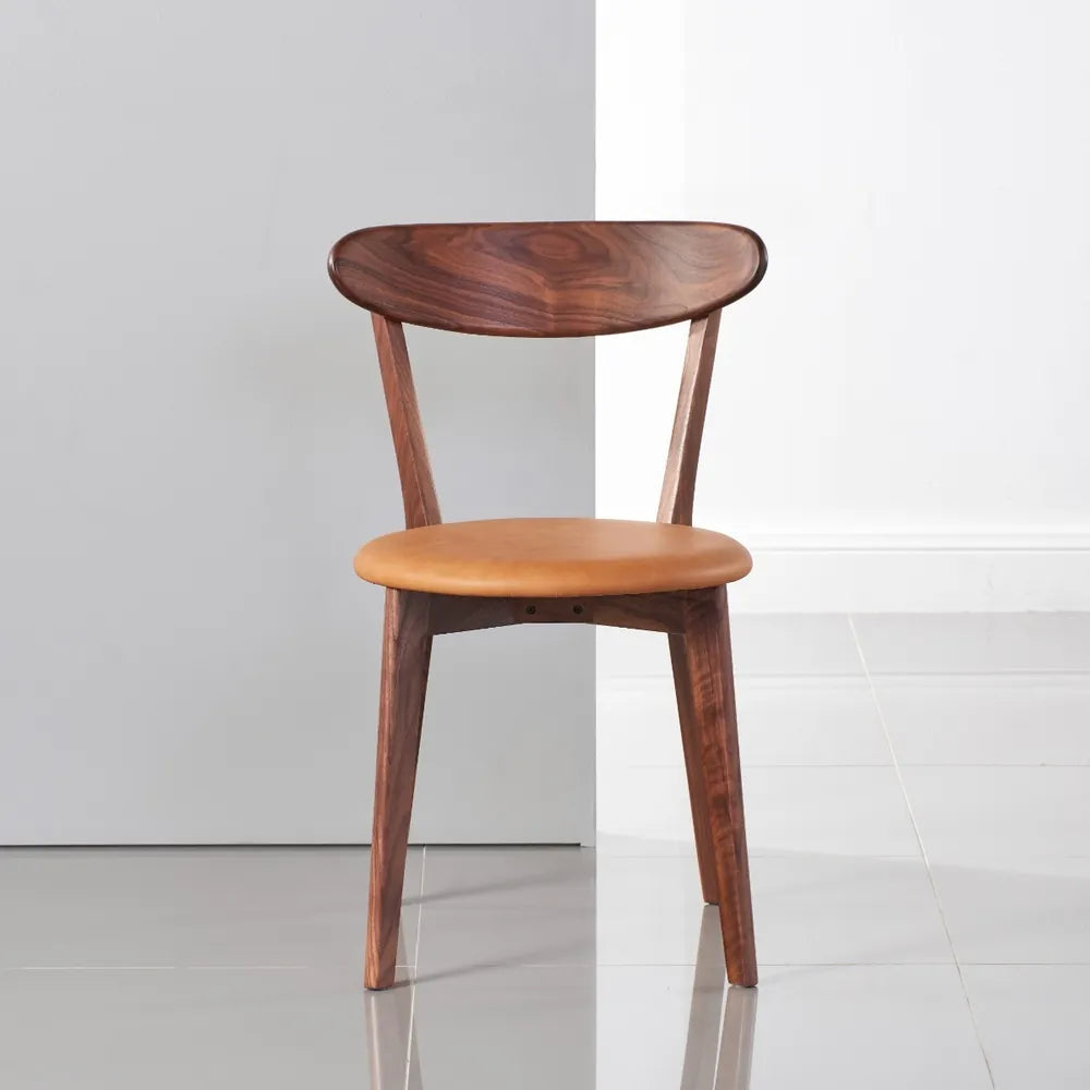 Henrik Dining Chair Tan Leather Solid American Walnut