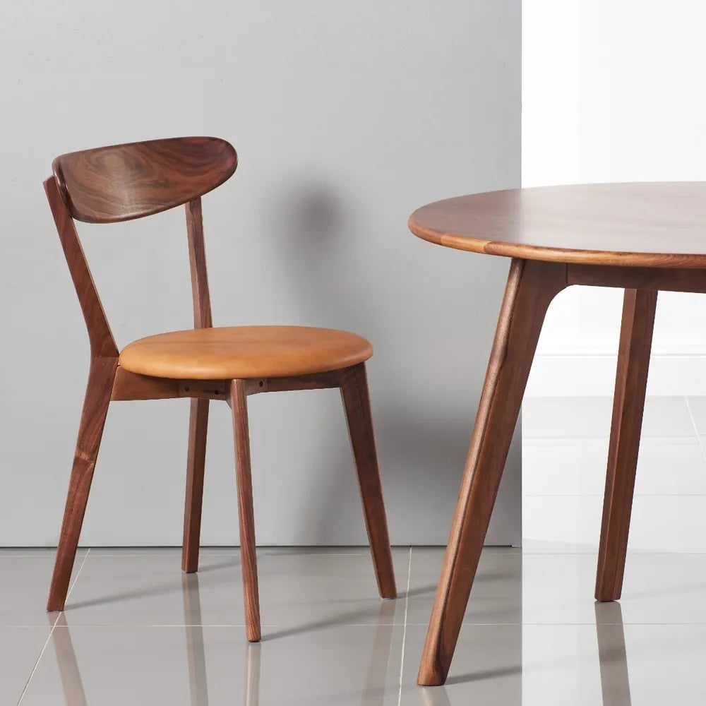 Henrik Dining Chair Tan Leather Solid American Walnut