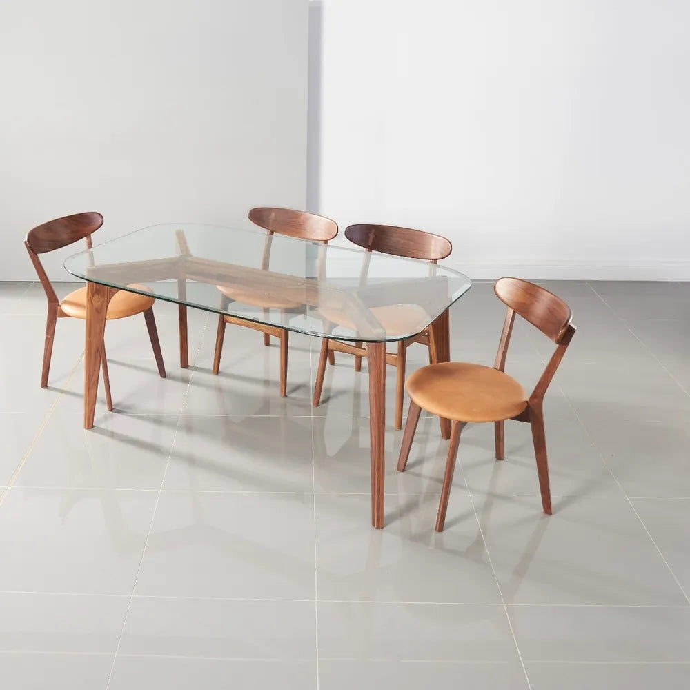 Henrik Dining Chair Tan Leather Solid American Walnut