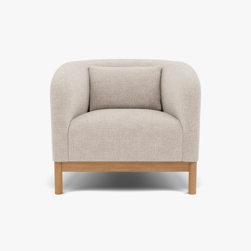 Hink Armchair Ivory Beige Fabric Solid American Oak