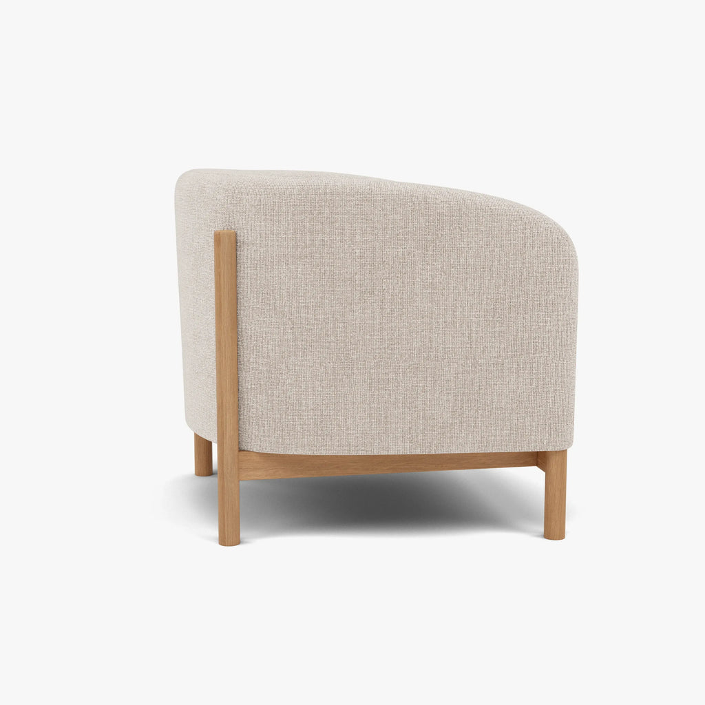 Hink Armchair Ivory Beige Fabric Solid American Oak