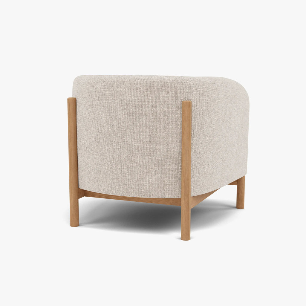 Hink Armchair Ivory Beige Fabric Solid American Oak