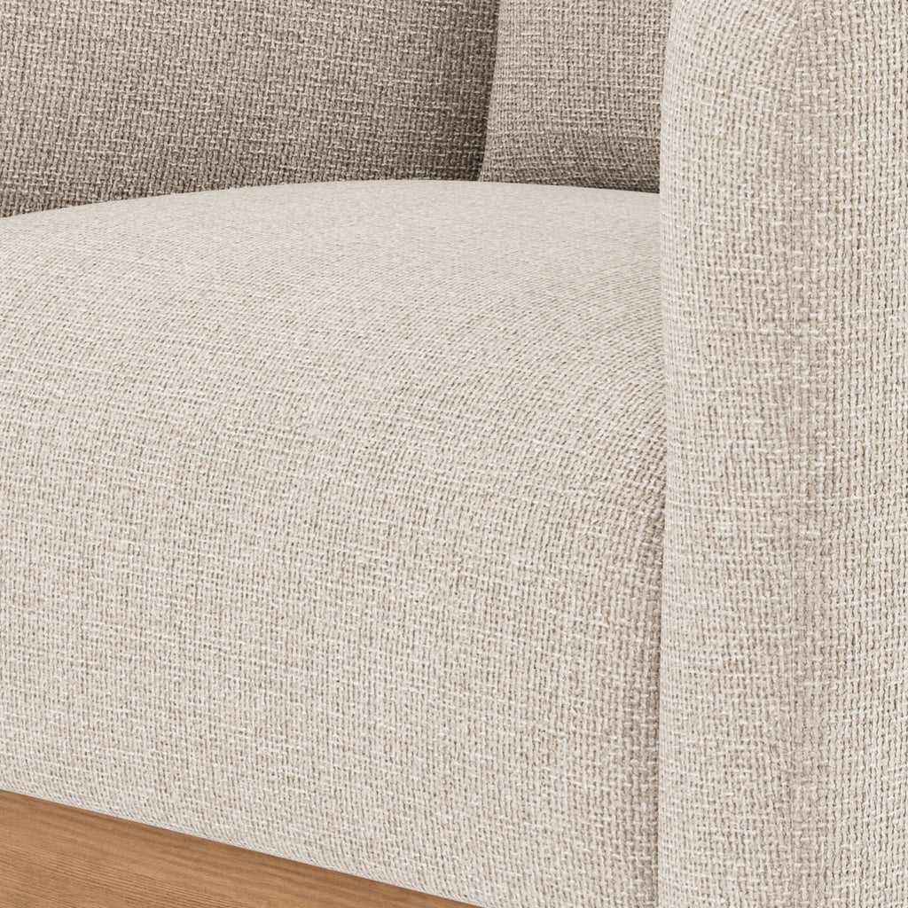 Hink Armchair Ivory Beige Fabric Solid American Oak