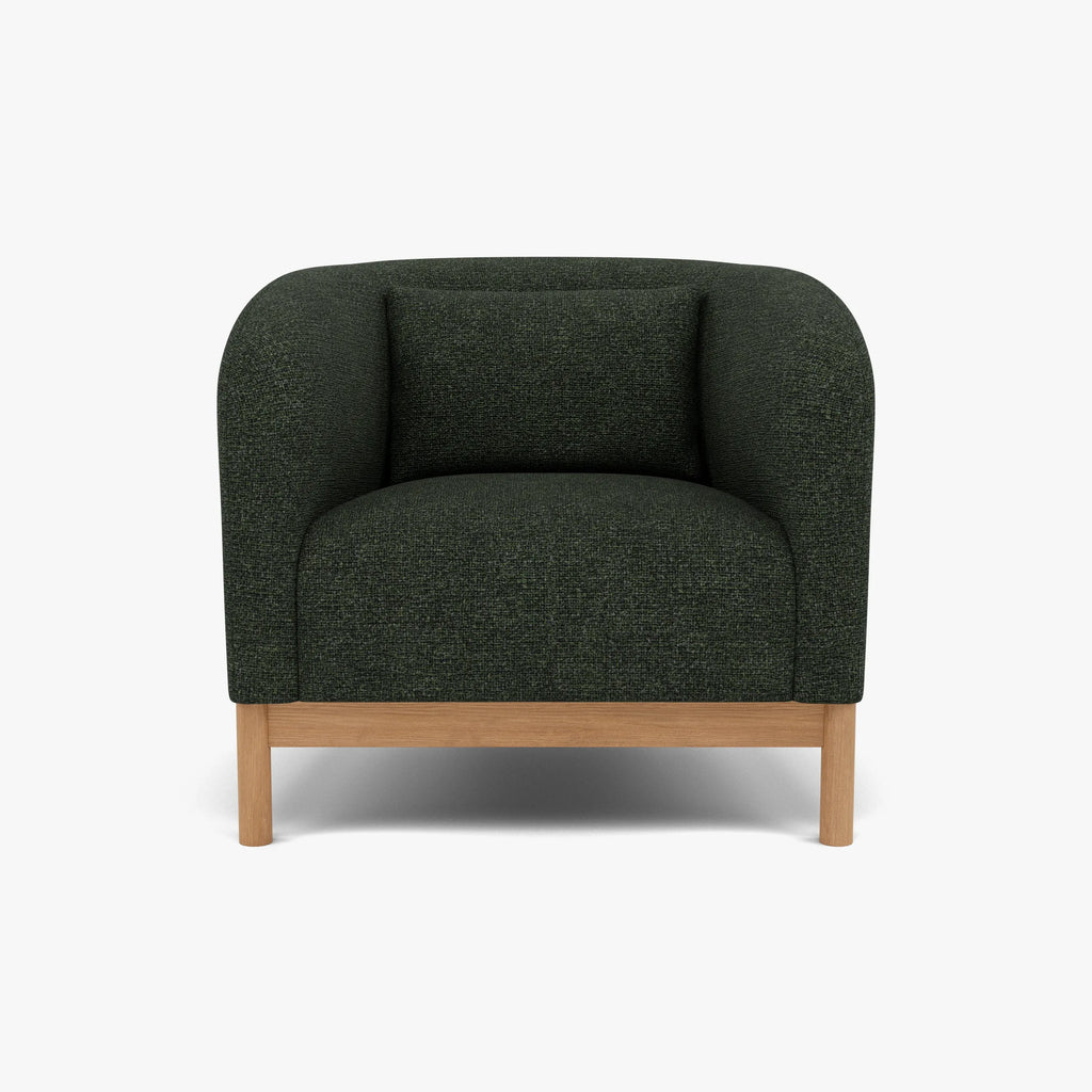 Hink Armchair Olive Green Fabric Solid American Oak