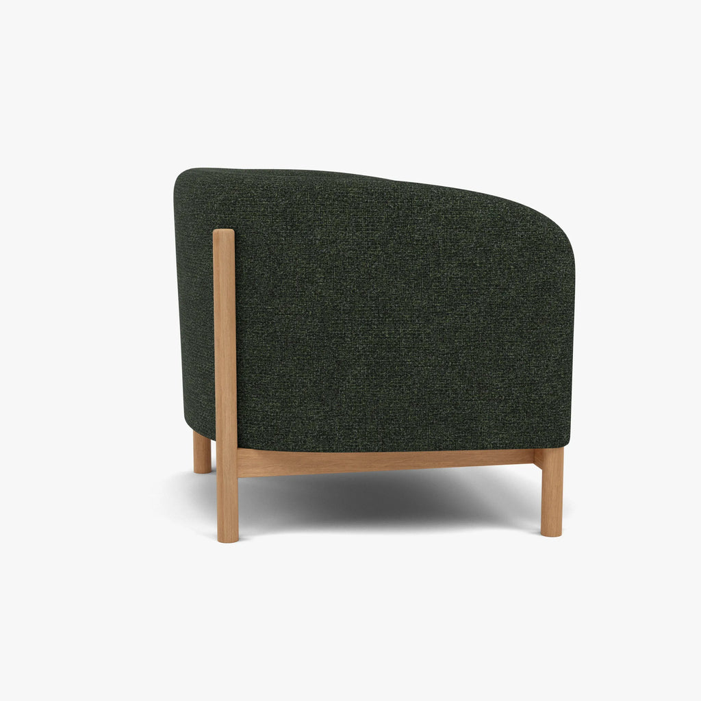 Hink Armchair Olive Green Fabric Solid American Oak