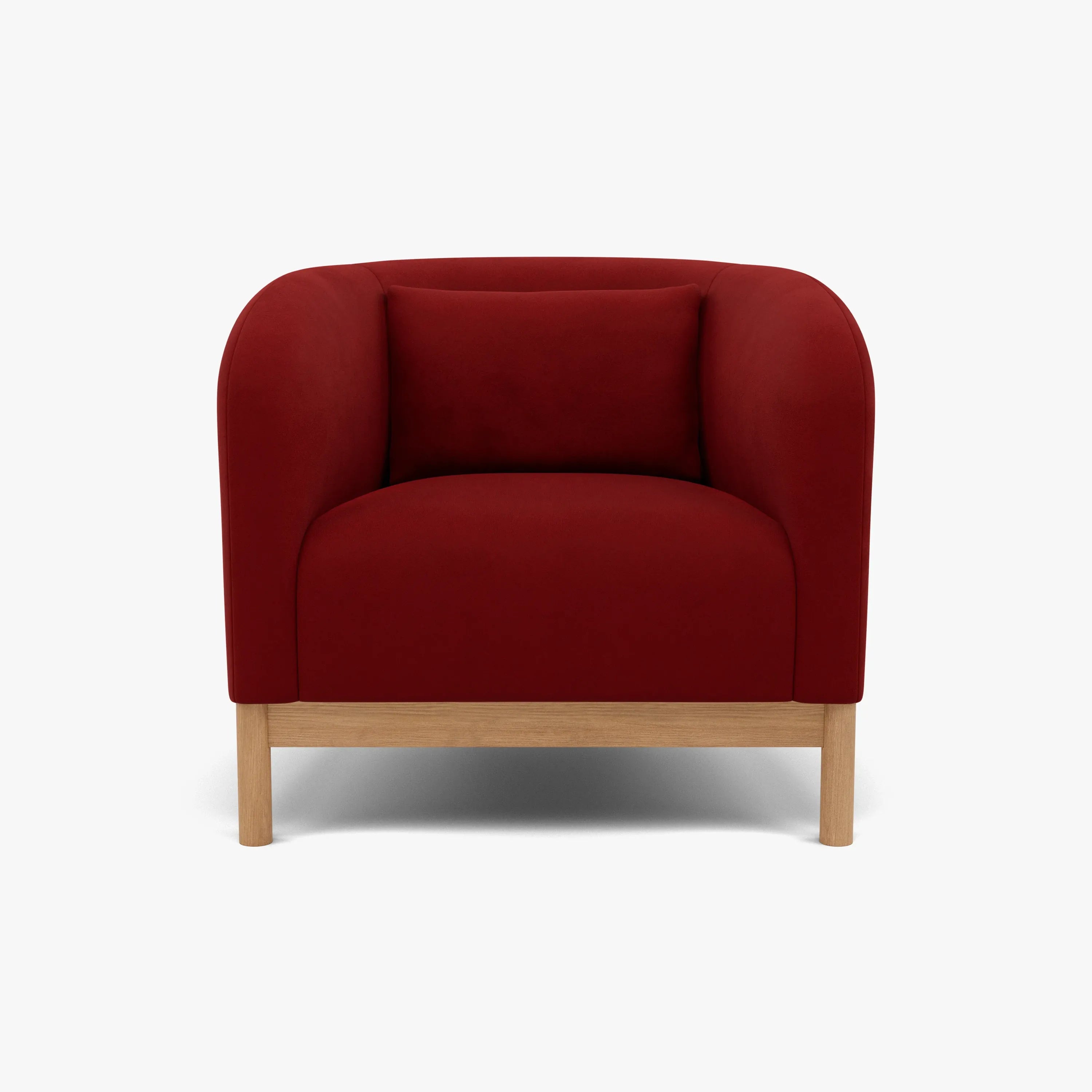 Hink Armchair Rich Red Velvet Solid American Oak