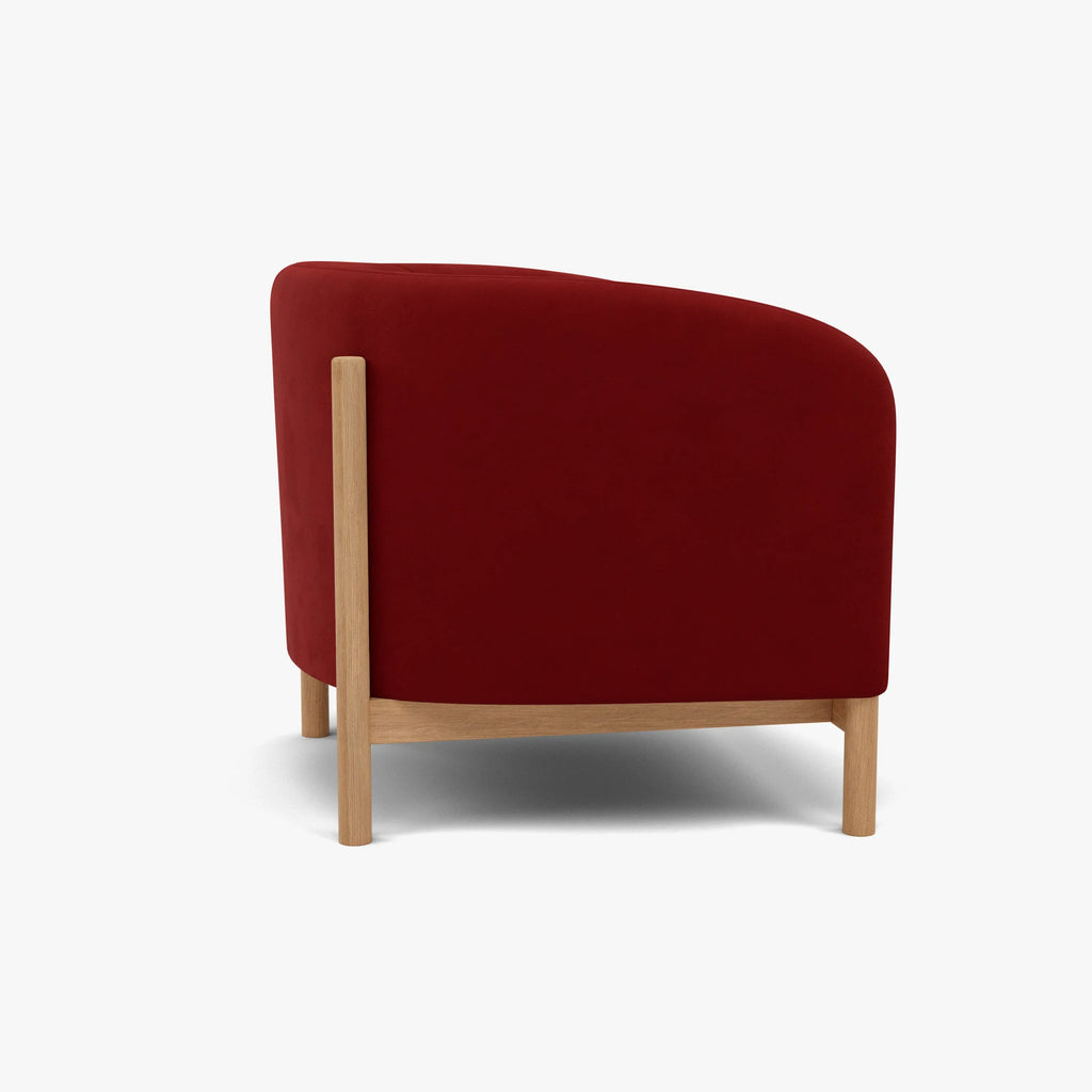 Hink Armchair Rich Red Velvet Solid American Oak