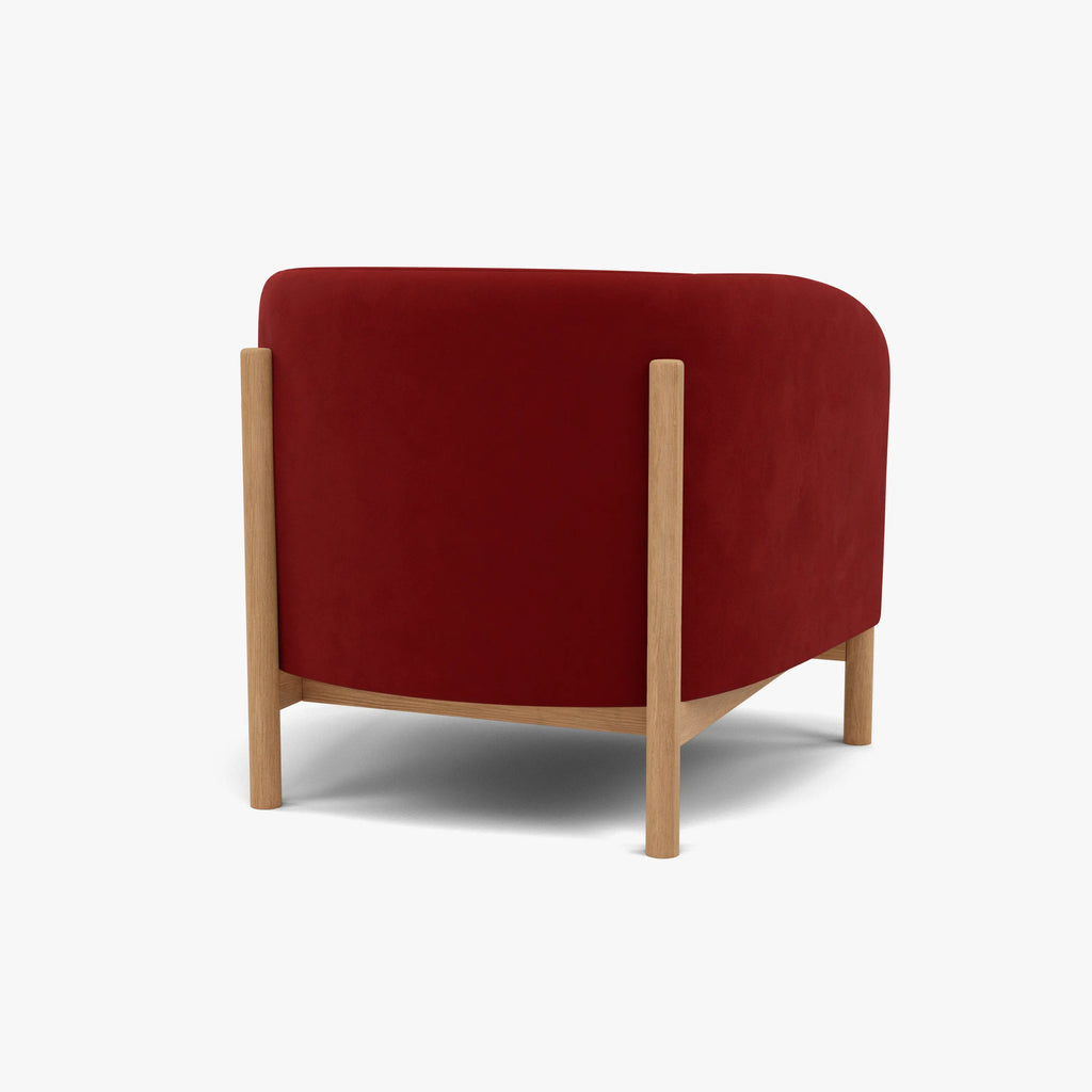 Hink Armchair Rich Red Velvet Solid American Oak