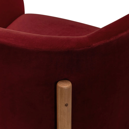 Hink Armchair Rich Red Velvet Solid American Oak