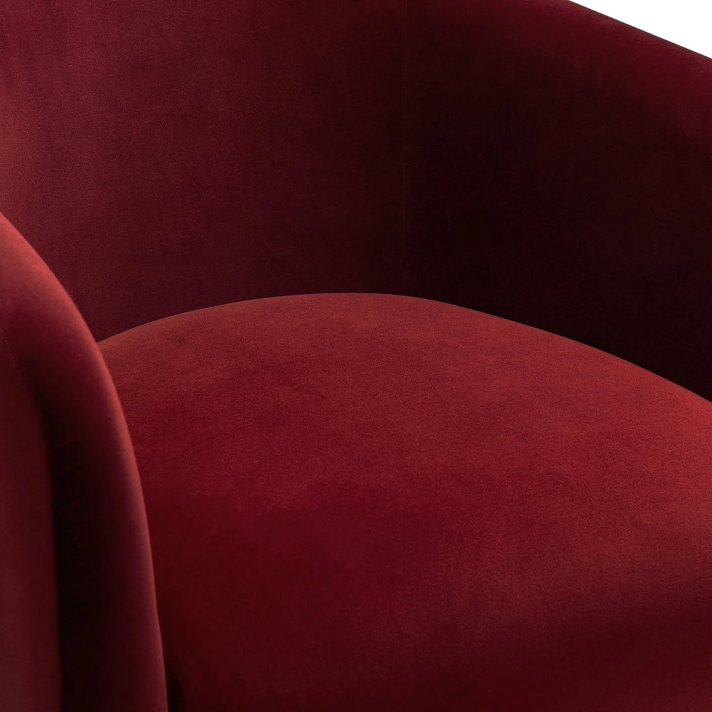 Hink Armchair Rich Red Velvet Solid American Oak