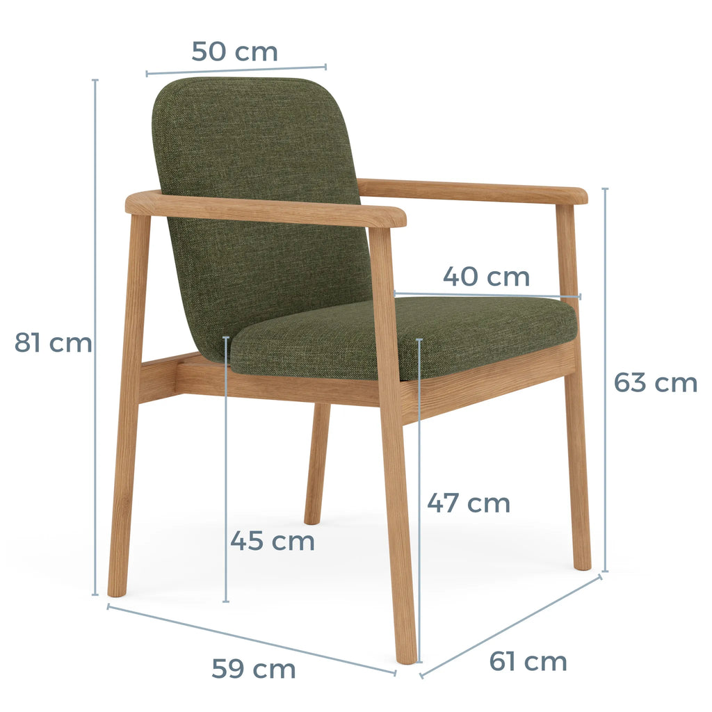 Jackson Dining Chair Aloe Green Fabric Solid American Oak