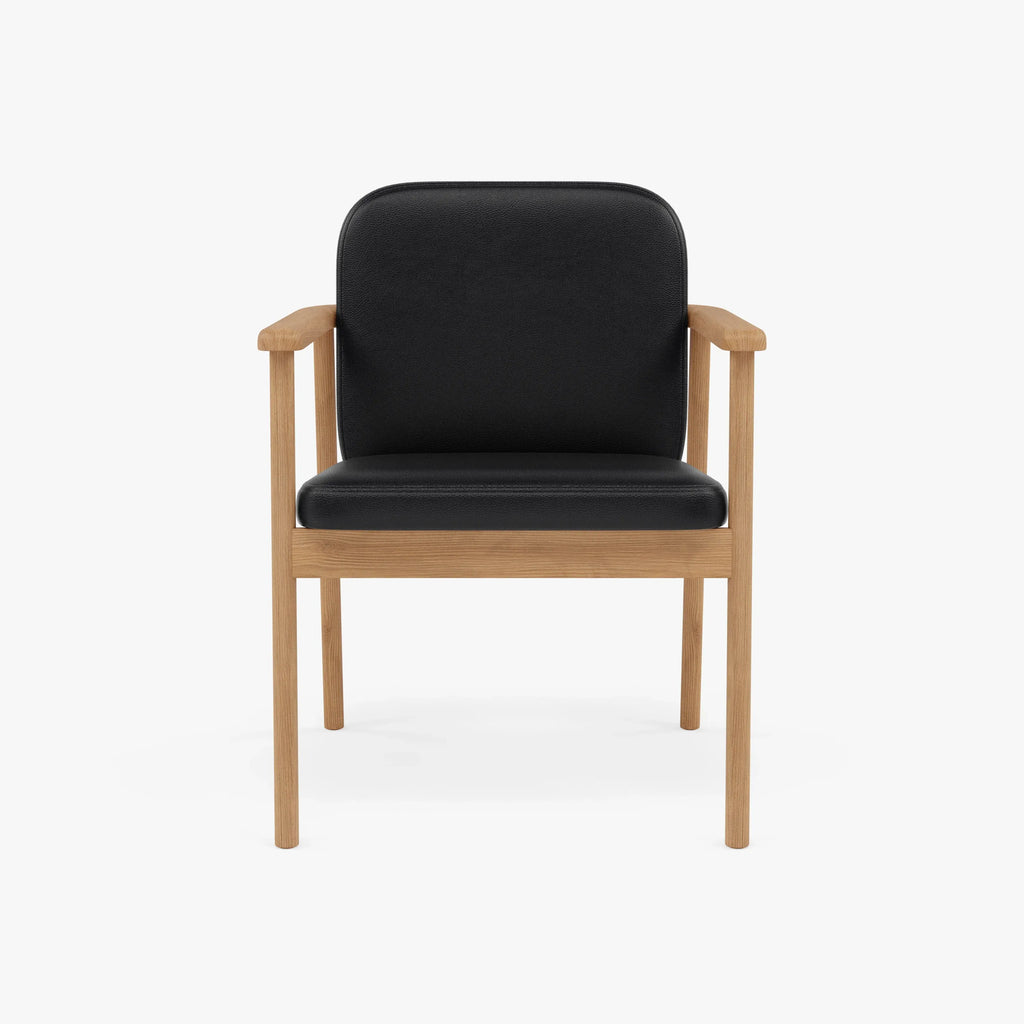 Jackson Dining Chair Black Leather Solid American Oak