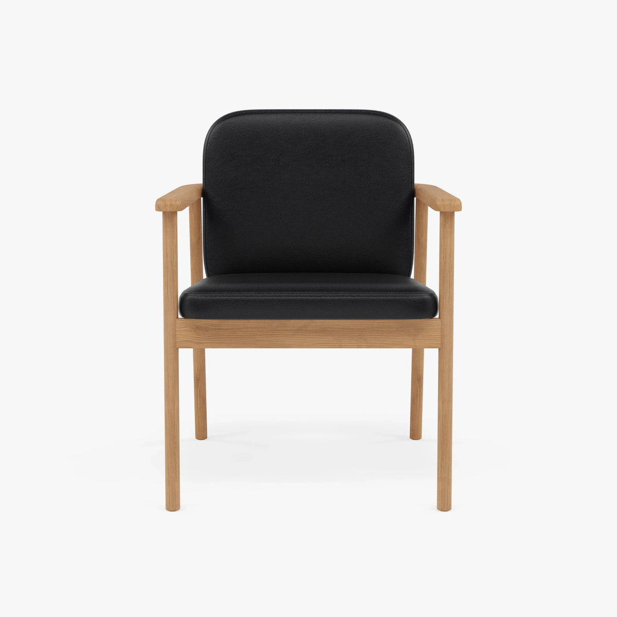 Jackson Dining Chair Black Leather Solid American Oak