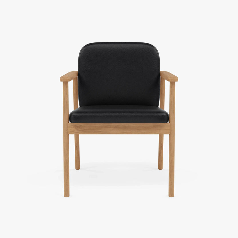 Jackson Dining Chair Black Leather Solid American Oak