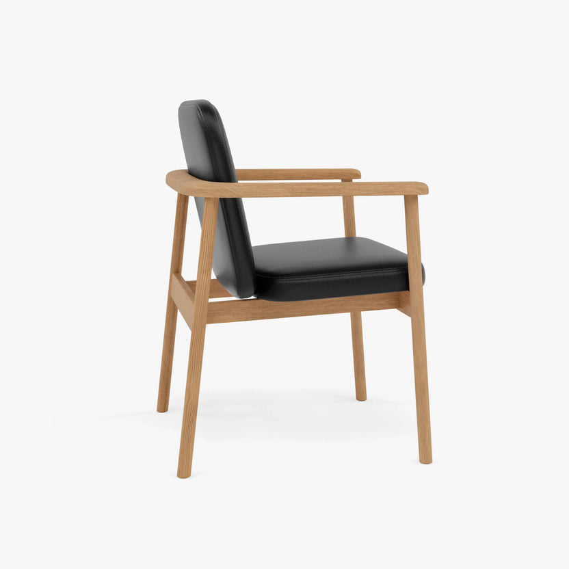 Jackson Dining Chair Black Leather Solid American Oak