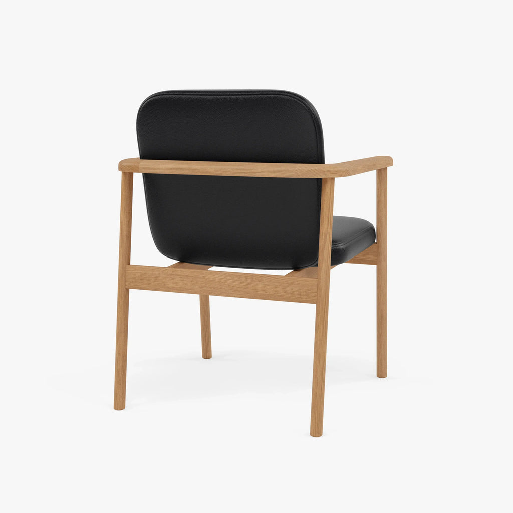 Jackson Dining Chair Black Leather Solid American Oak