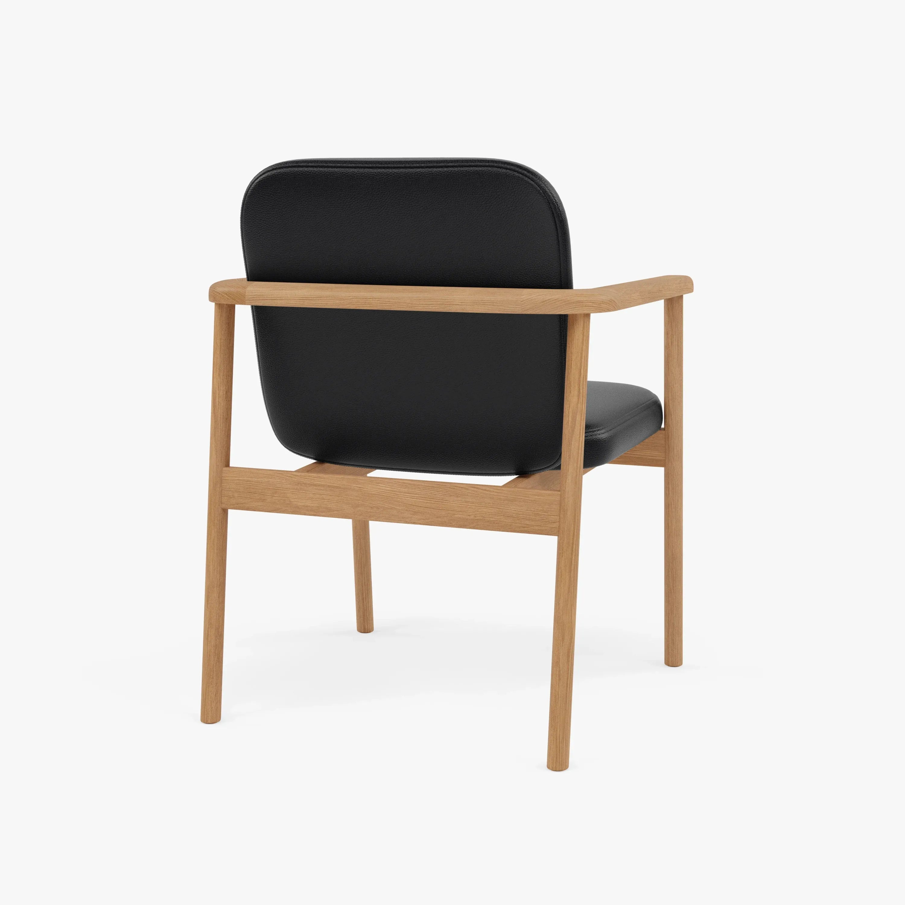 Jackson Dining Chair Black Leather Solid American Oak