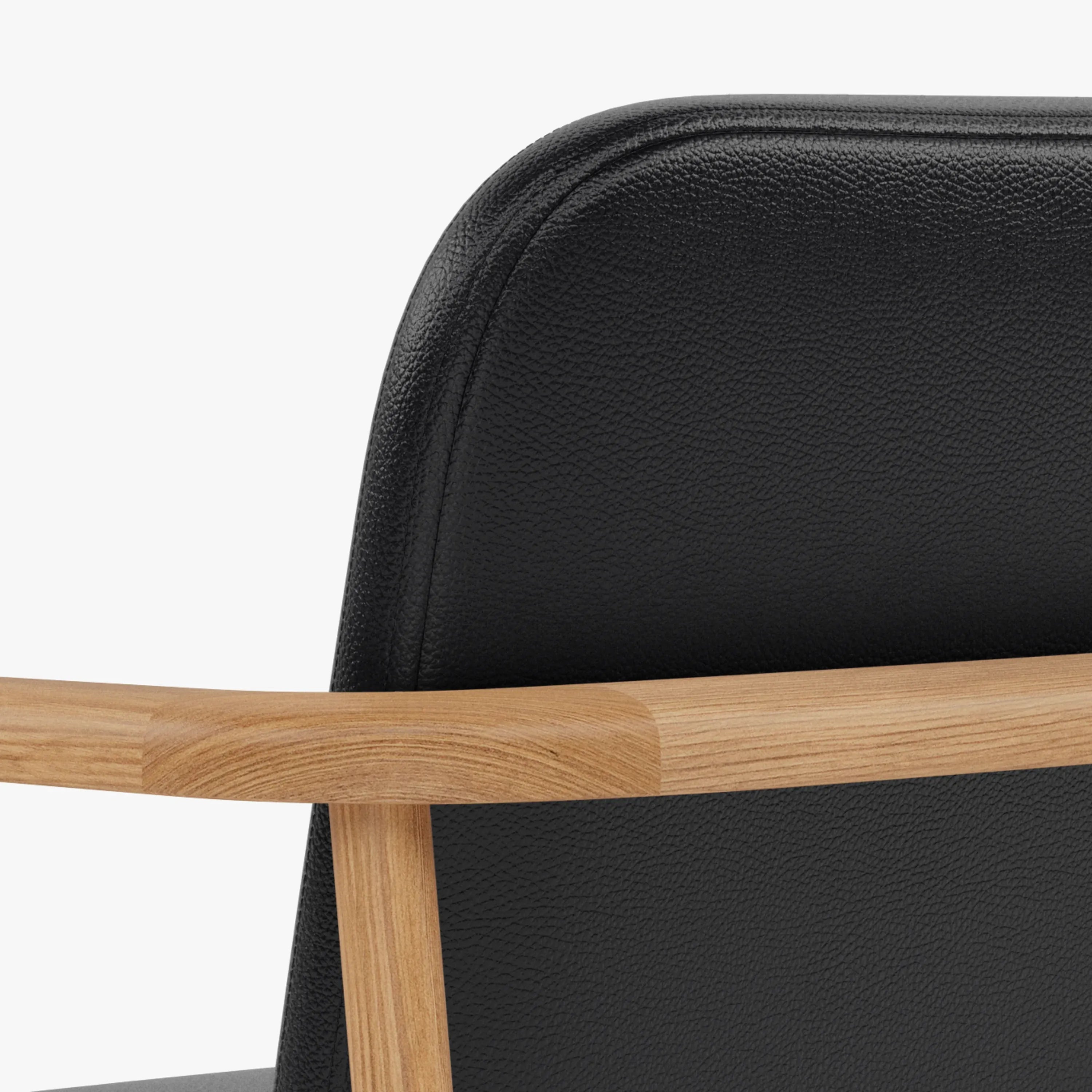 Jackson Dining Chair Black Leather Solid American Oak