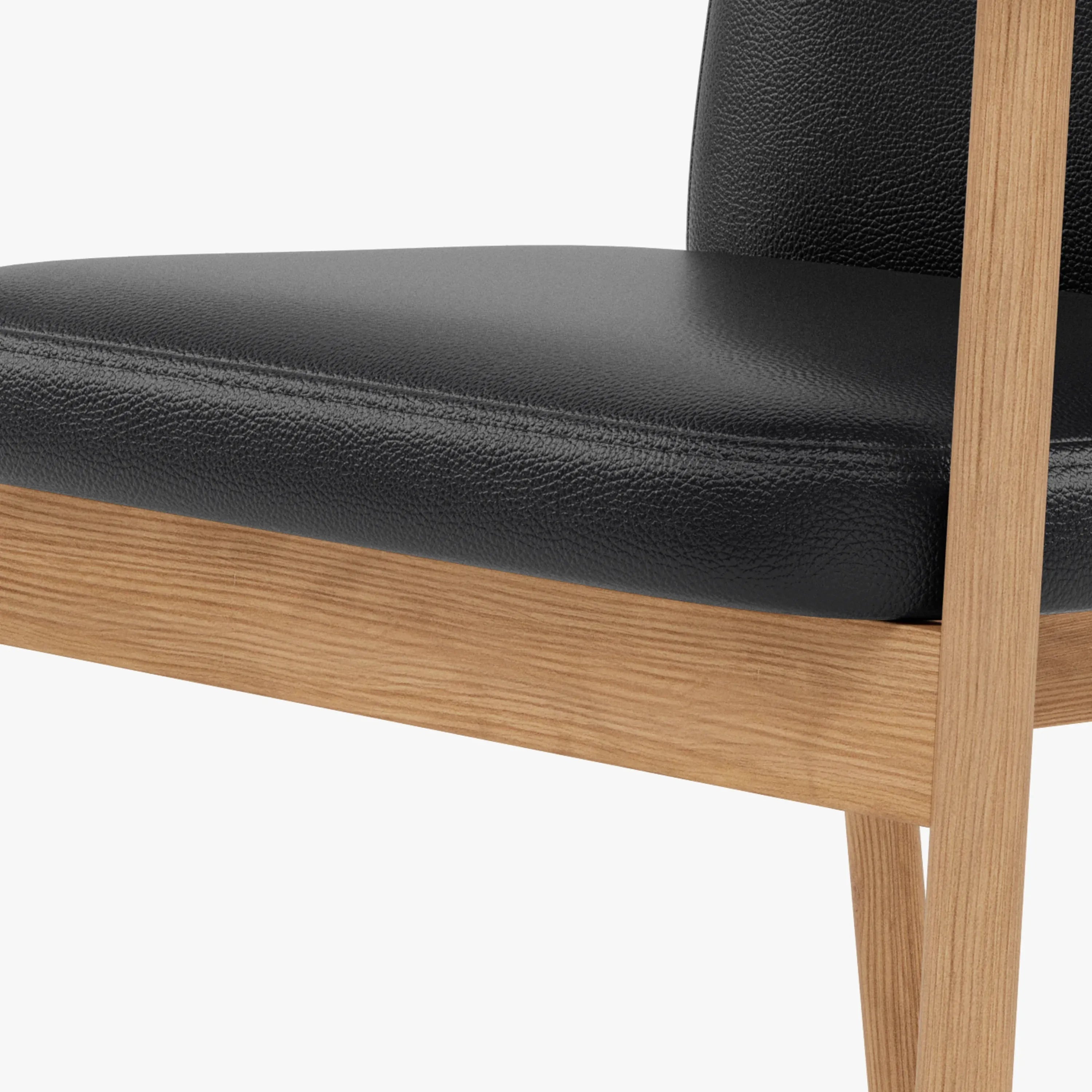 Jackson Dining Chair Black Leather Solid American Oak