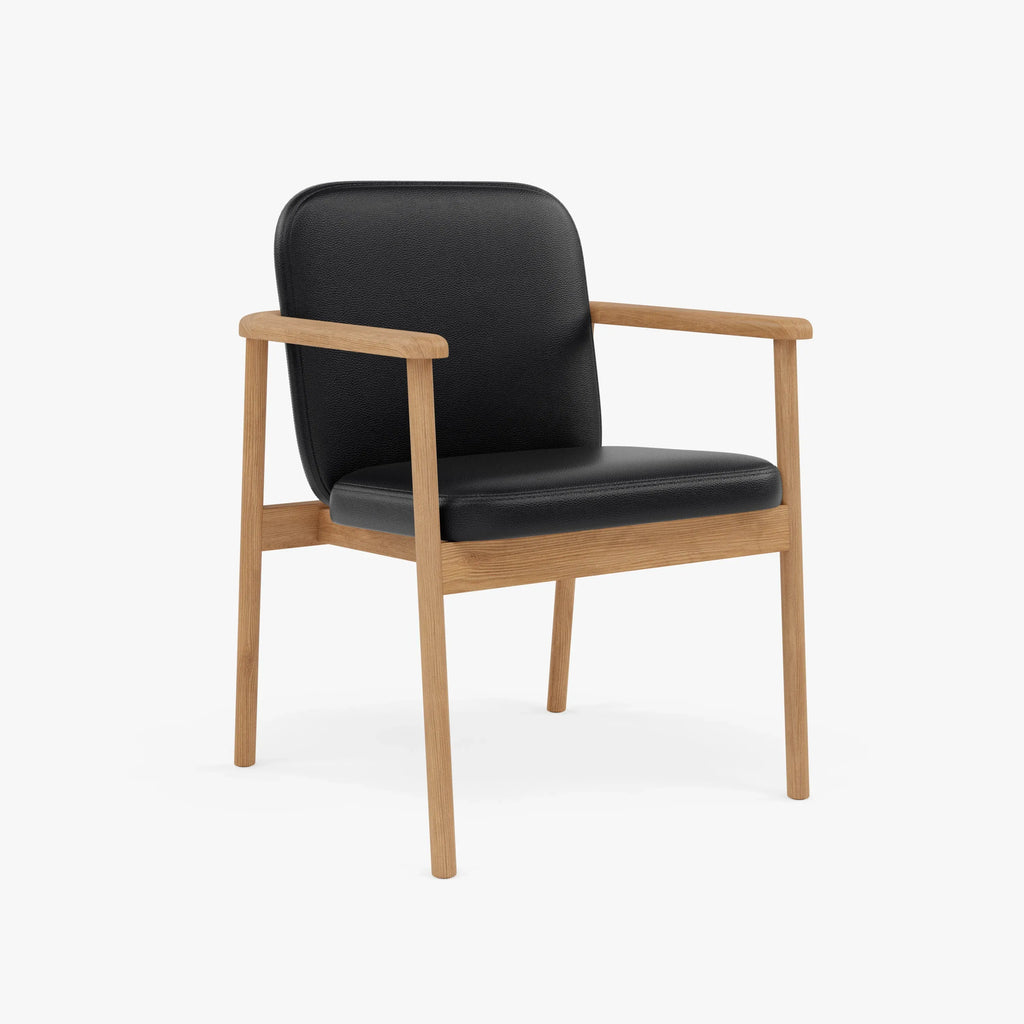 Jackson Dining Chair Black Leather Solid American Oak