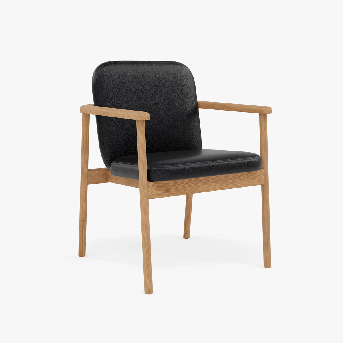 Jackson Dining Chair Black Leather Solid American Oak