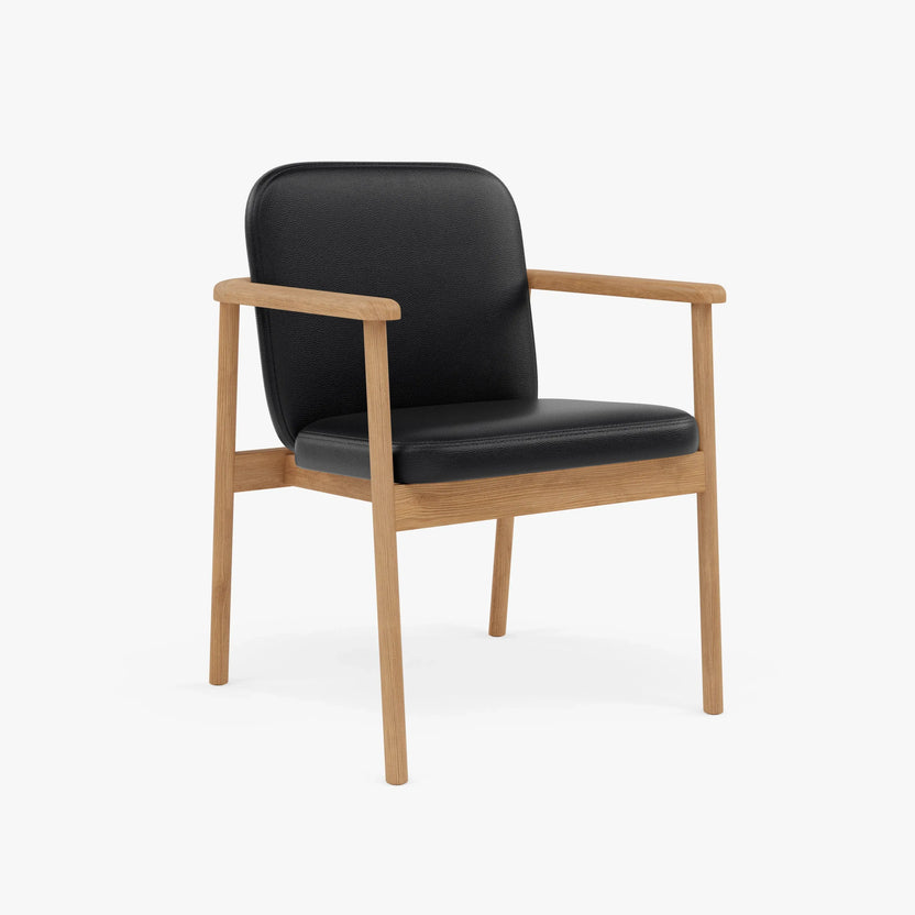 Jackson Dining Chair Black Leather Solid American Oak