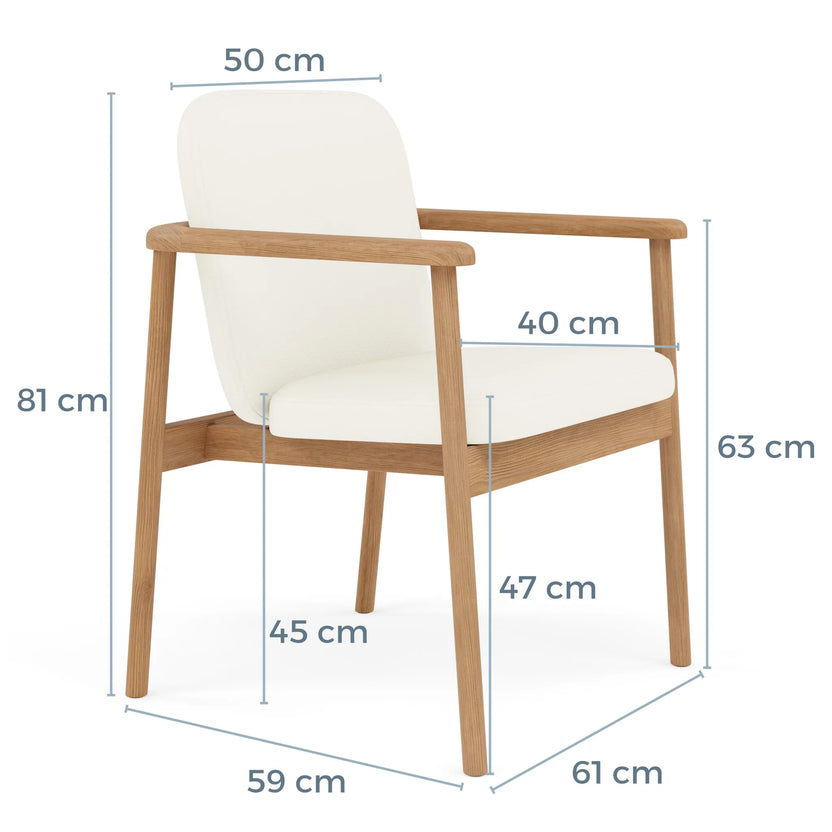 Jackson Dining Chair Cream Leather Solid American Oak