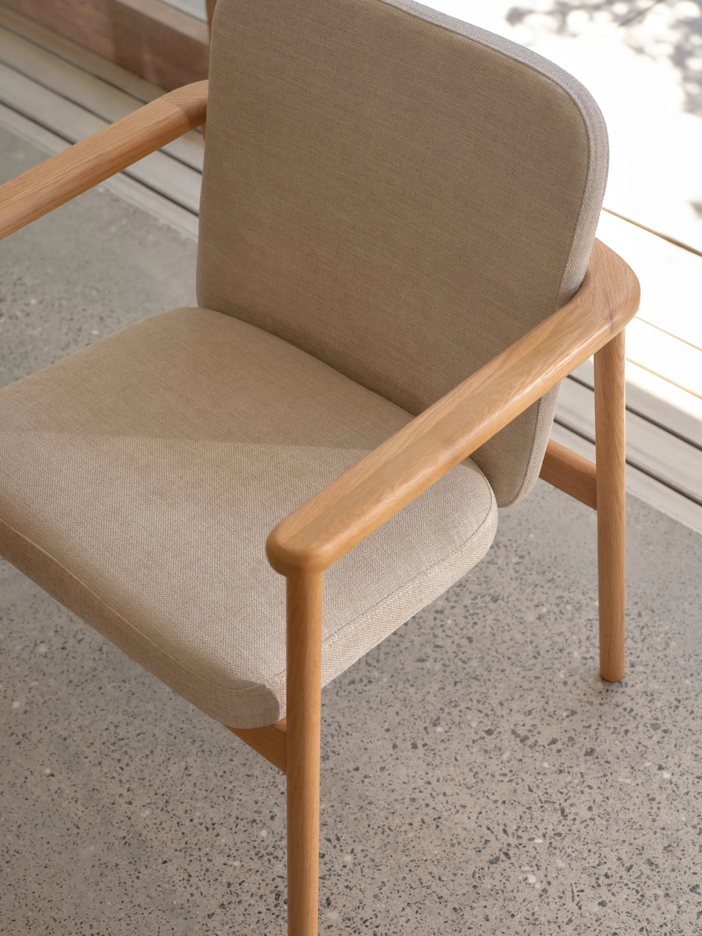Jackson Dining Chair Oatmeal Beige Fabric Solid American Oak